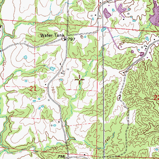Topographic Map of Bennett Lake Dam, MO