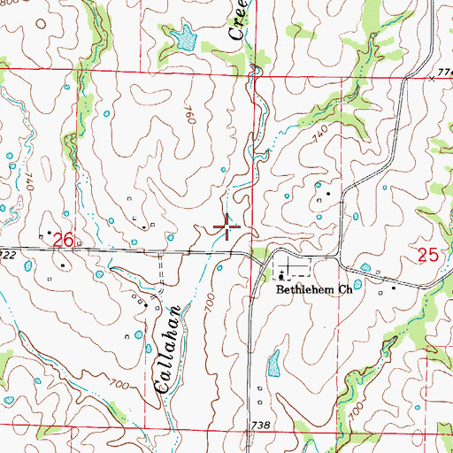 Topographic Map of Callahan Creek Watershed Dam A-1, MO