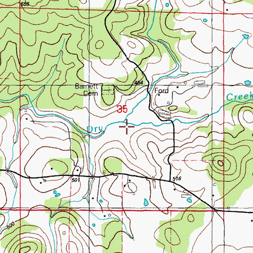 Topographic Map of Barnett Creek, AR