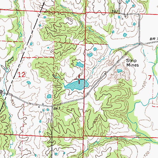 Topographic Map of Llorens Lake Dam, MO