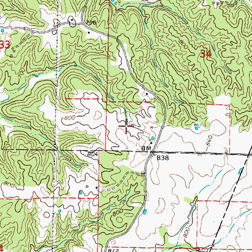 Topographic Map of Campbell Lake Dam, MO