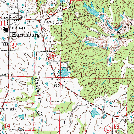 Topographic Map of Blakemore Lake Dam, MO