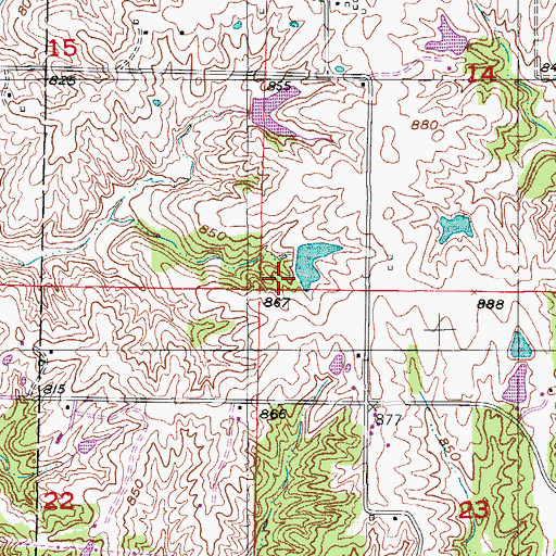 Topographic Map of Gonyea Lake Dam, MO