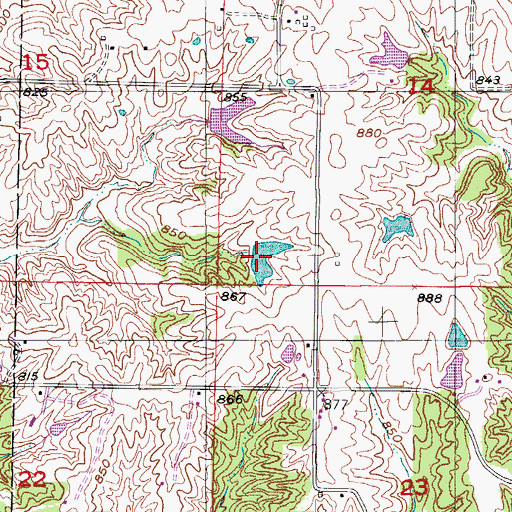 Topographic Map of Gonyea Lake, MO