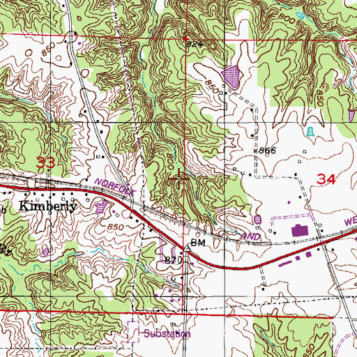 Topographic Map of Hils Lake Dam, MO
