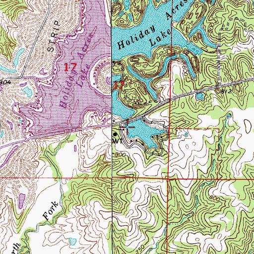 Topographic Map of Hisle Lake Dam, MO