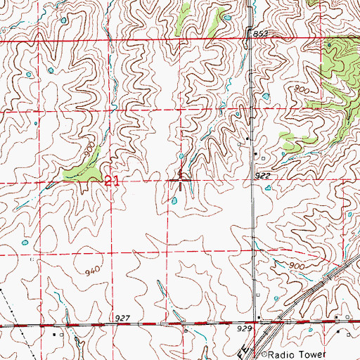 Topographic Map of Wood Lake Dam, MO