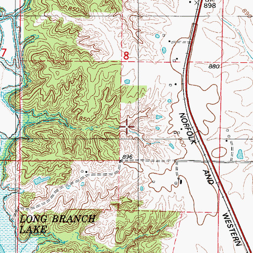 Topographic Map of Larson Lake Dam, MO