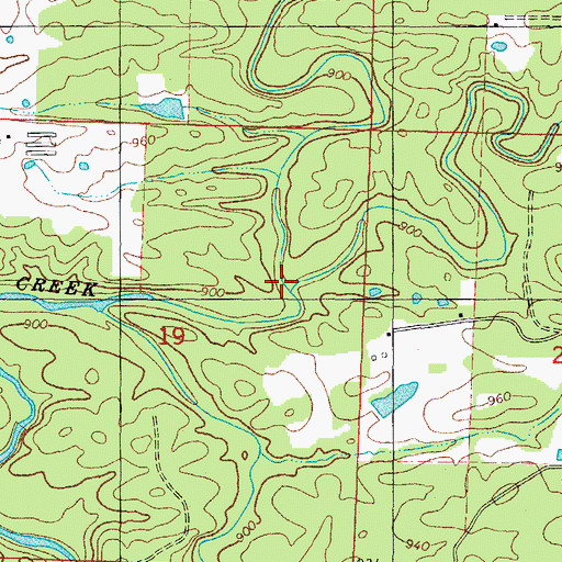Topographic Map of Barren Creek, AR