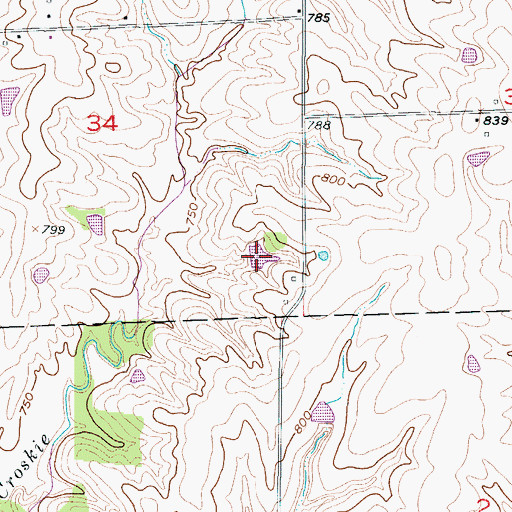 Topographic Map of Knott Lake, MO