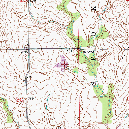 Topographic Map of Waitman Lake Section 30 Dam, MO