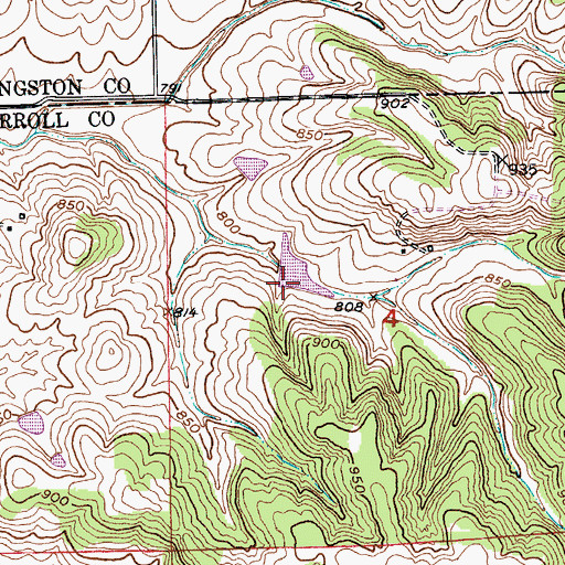 Topographic Map of Maberry Lake Dam, MO