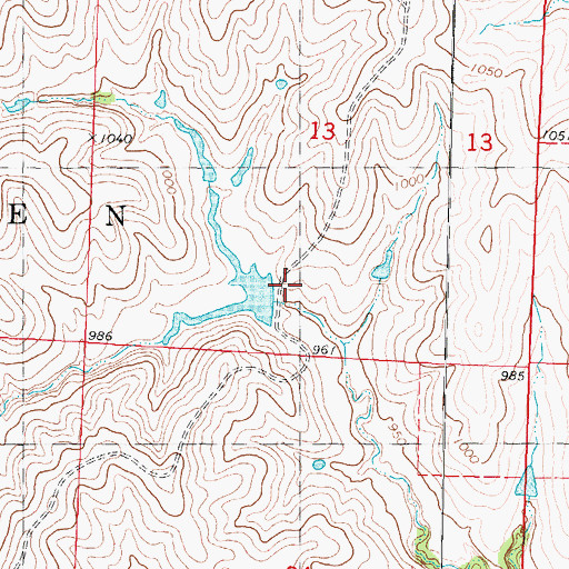 Topographic Map of Patterson Farms Lake Section 13 Dam, MO