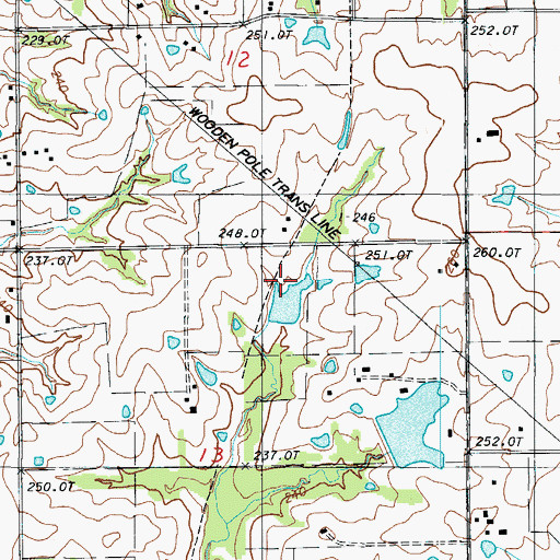 Topographic Map of Copeland Lake Dam, MO