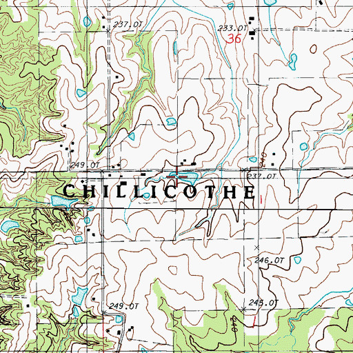 Topographic Map of Feeney Lake Dam, MO