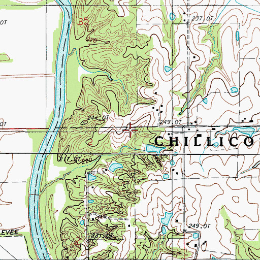 Topographic Map of Bethards Lake Dam, MO