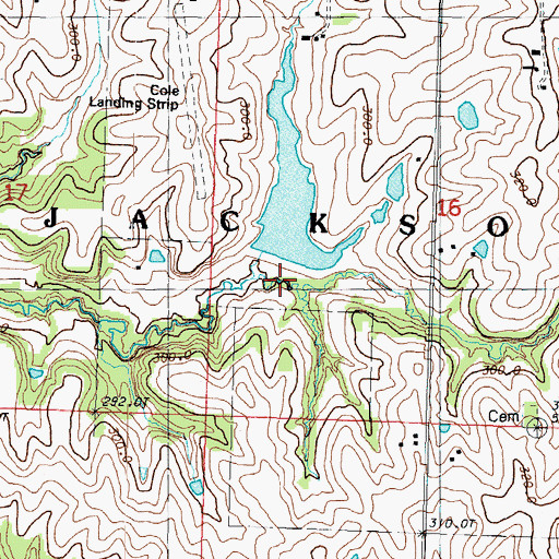 Topographic Map of Cole Lake Dam, MO