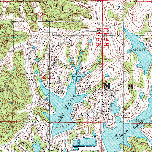 Topographic Map of Berndt Lake NE SE Section 25, MO