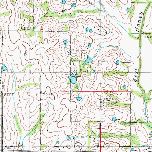 Topographic Map of Akers Lake Dam, MO