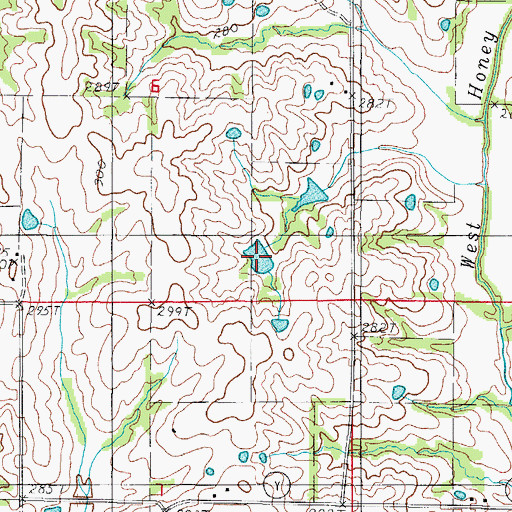 Topographic Map of Akers Lake, MO