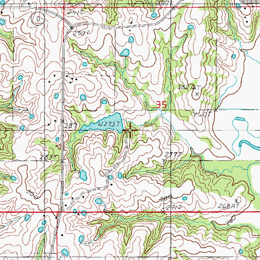 Topographic Map of Crowder Lake Dam, MO