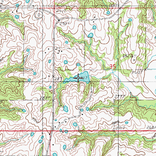 Topographic Map of Crowder Lake, MO