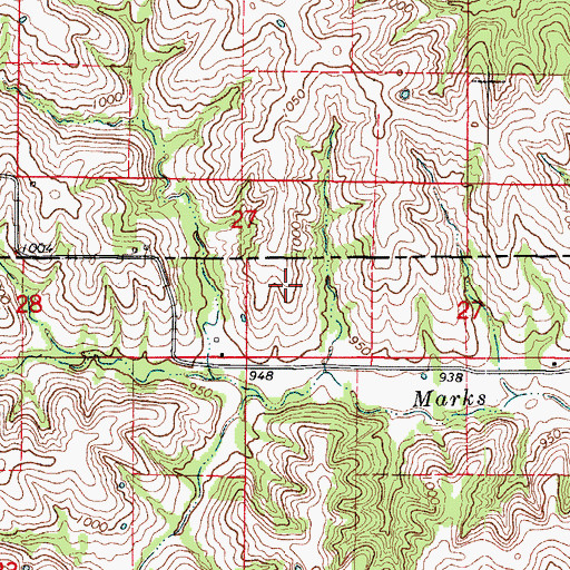 Topographic Map of Shields Lake Dam, MO