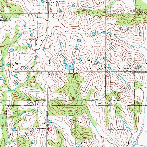 Topographic Map of Campbell Lake Dam, MO