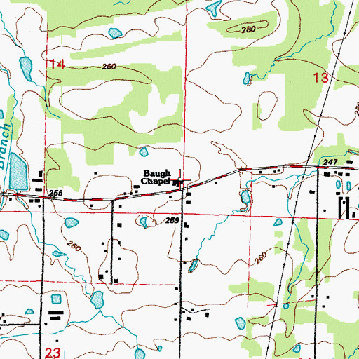 Topographic Map of Baugh Chapel Baptist Church, AR