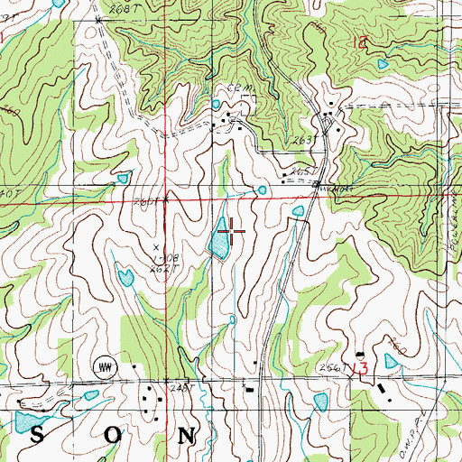 Topographic Map of Goodrich Lake Dam, MO