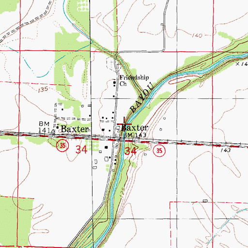 Topographic Map of Baxter, AR