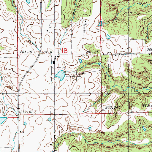 Topographic Map of Reeter Lake Dam, MO