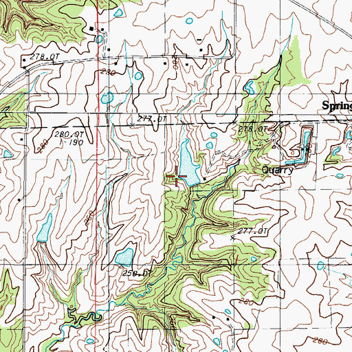 Topographic Map of McVey Lake Dam, MO