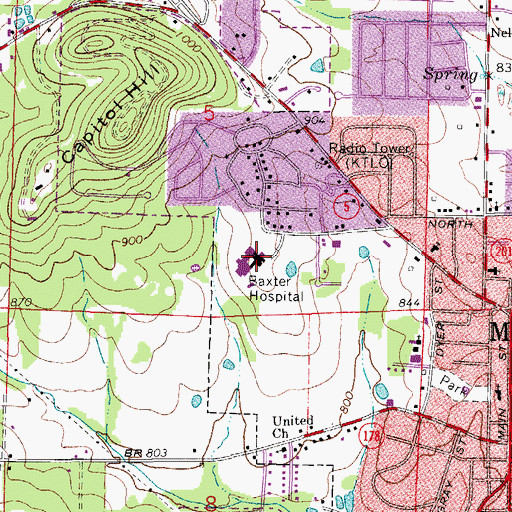 Topographic Map of Baxter Regional Medical Center, AR