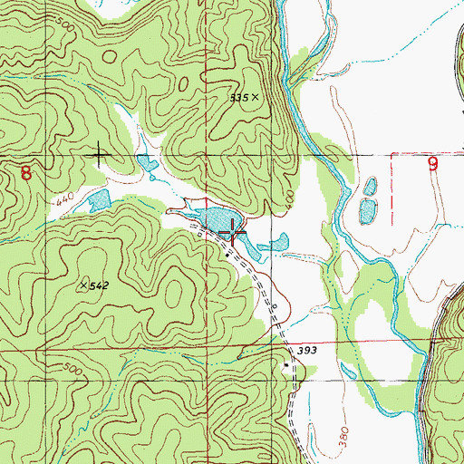 Topographic Map of Karls Lake Lower Dam, MO