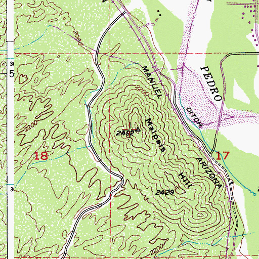 Topographic Map of Malpais Hill, AZ
