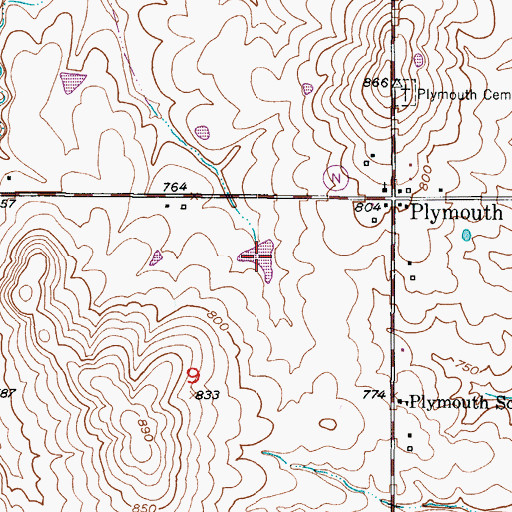Topographic Map of Wallace Lake Section 9, MO