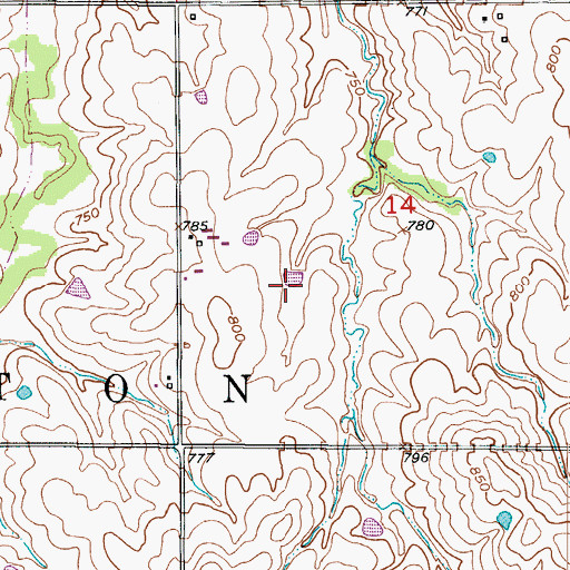 Topographic Map of Cowan Lake Dam, MO