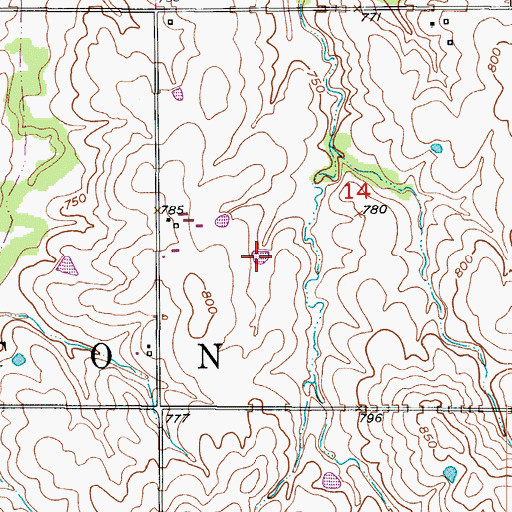 Topographic Map of Cowan Lake, MO