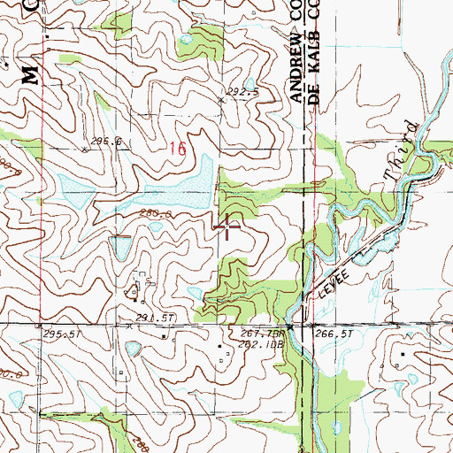 Topographic Map of Peterson Lake Dam, MO