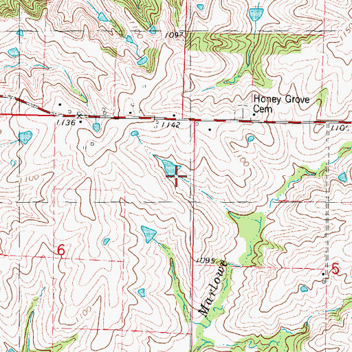 Topographic Map of Warden Lake Dam - North, MO