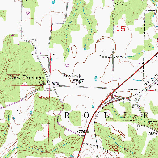 Topographic Map of Bayless School, AR