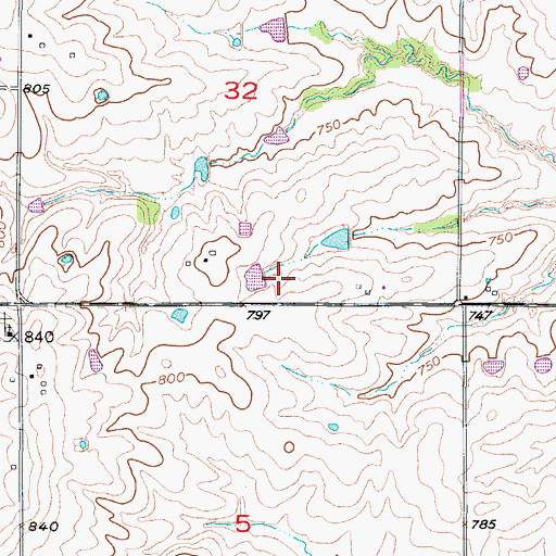 Topographic Map of Null Lake Dam, MO