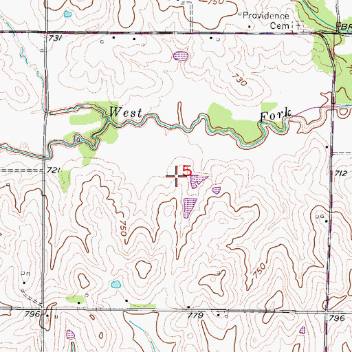 Topographic Map of Matthews Lake Dam, MO