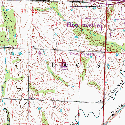 Topographic Map of Houston Lake Dam, MO