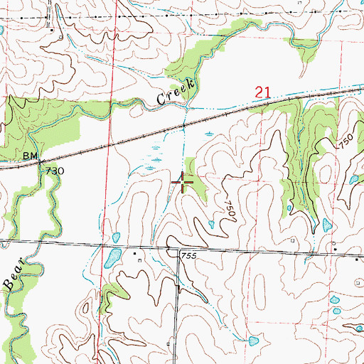 Topographic Map of Glazebrooks Lake, MO