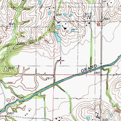 Topographic Map of Miller Lake Dam, MO