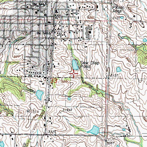 Topographic Map of Grant City East Dam, MO