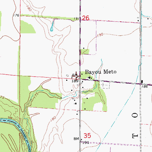 Topographic Map of Bayou Meto, AR
