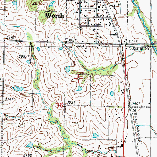 Topographic Map of Hayden Lake Dam, MO